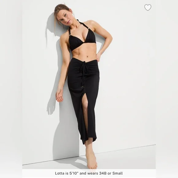 🆕 R VICTORIA'S SECRET VS SWIM BEACHWEAR CONVERTIBLE COVER-UP DRESS SKIRT BLACK L - Picture 2 of 16